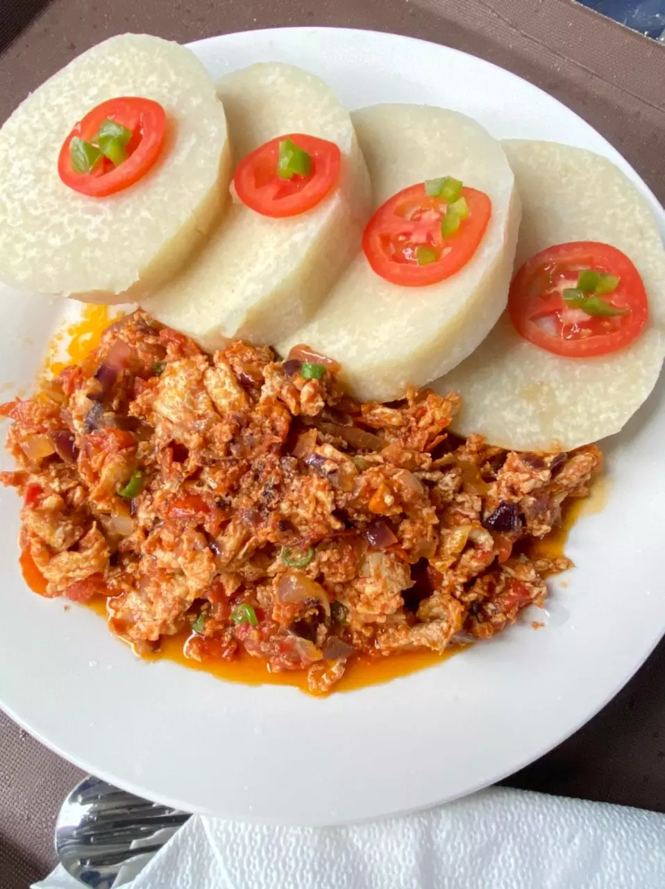 Boiled yam and egg