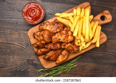 Chicken wings and chips