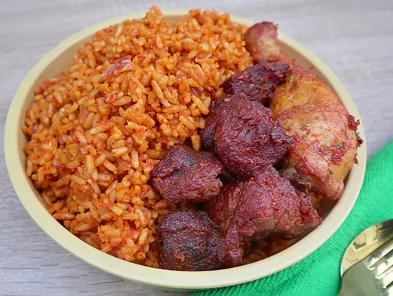 Jollof rice and beef