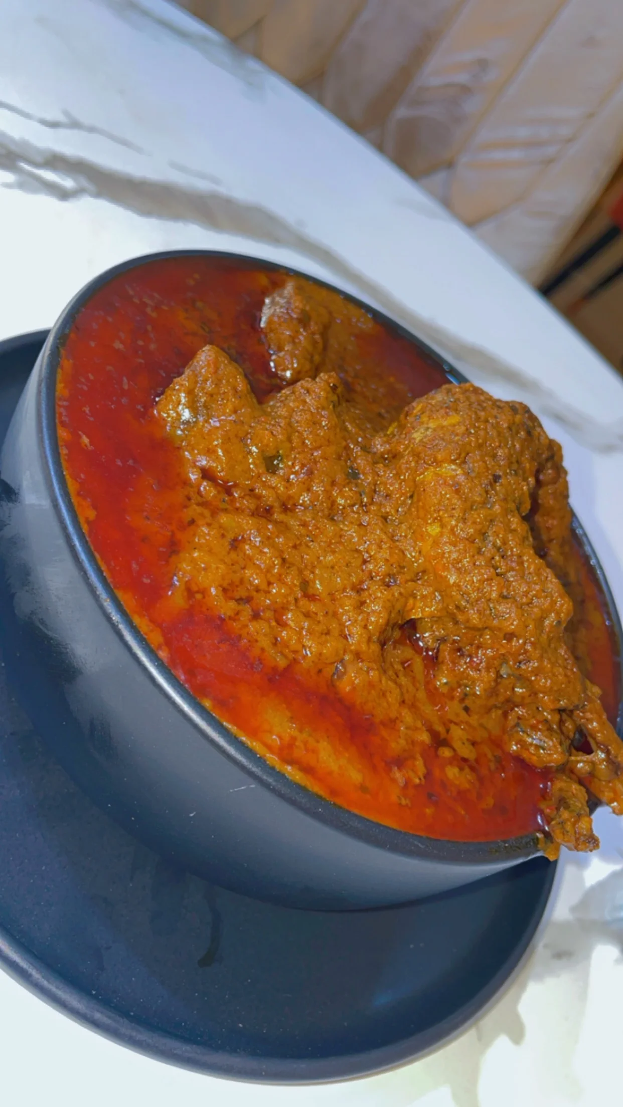 Banga stew and white rice
